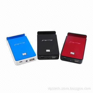Dual USB port power bank with special stand design, LED torch supported